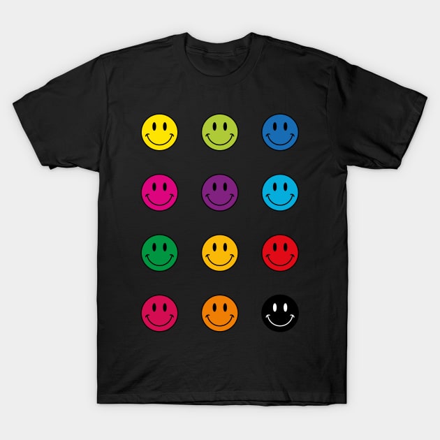 Bright colorful smiley face sticker set T-Shirt by Nikamii